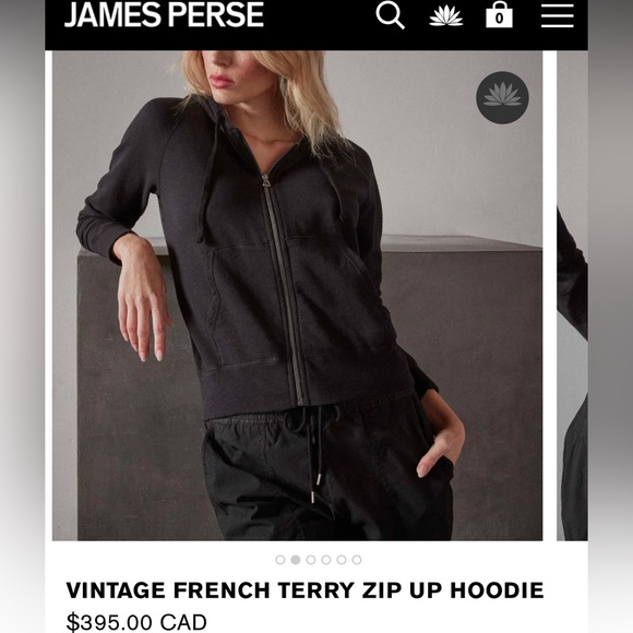 James Perse black zip up hoodie. Size 1 - Picture 3 of 7